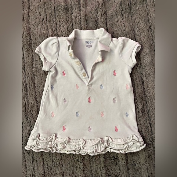 Baby Ralph Lauren White Polo with Pink & blue Accents - Picture 2 of 6